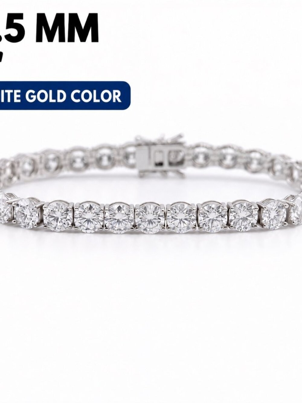 LEKANI 6.5mm Moissanite Tennis Bracelet S925 Silver 7 in